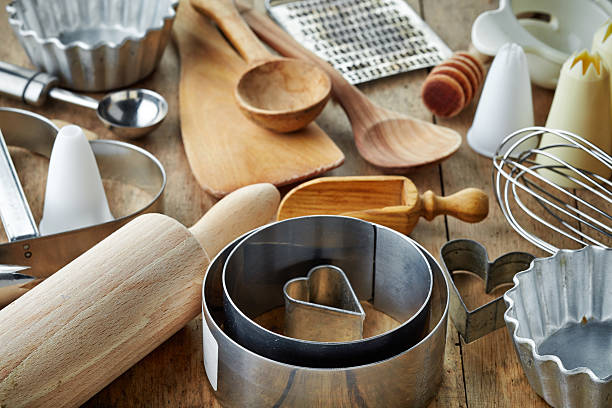 Assorted baking supplies on a kitchen counter